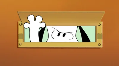 Snoopy peeking through a mail slot with an angry expression for PC Wallpaper