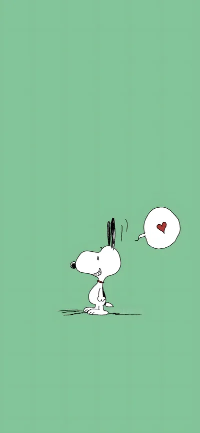 Cute Snoopy looking at a heart speech bubble for iPhone Wallpaper